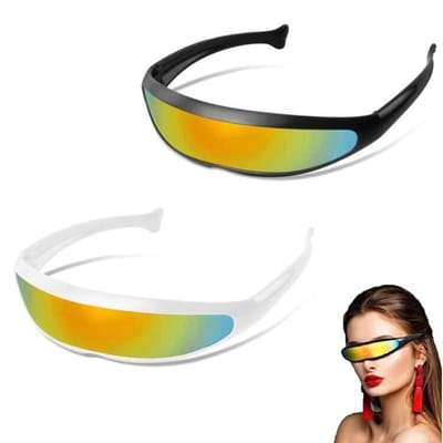 SPHProducts - futuristische zonnebril - space bril - coole cyclopvormige zonnebril - spiegellenzen - cosplay bril - ideaal voor Halloween - trendy design