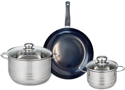 Set van 1 Koekenpan 28 cm en 2 kookpannen 16 en 24 cm Elo Prima Brillant