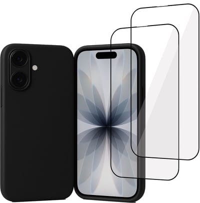 ChiGuard Hoesje & 2x Screenprotector geschikt voor iPhone 17– Full Cover Gehard Glas – Back Cover Case - Zwart