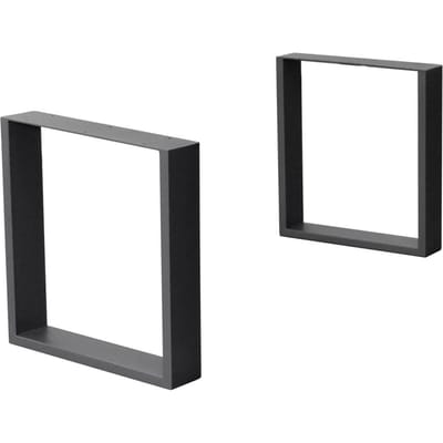 2x tafelpoten Bankrunners van vierkante profielen 30x43 cm antraciet staal met poedercoating