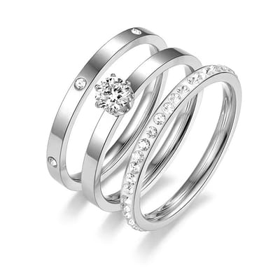 Cliste Couture - Admire Ringset Dames Ring met Zirkonia Hart - Ring - Cadeau voor vrouwen - Zilver - Ringen Dames