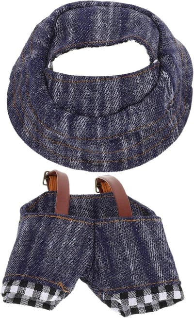 Poppenkleding Set - Accessoires voor poppen - DIY Speelgoed - Stijlvolle denim details - 8.5 x 8.5 cm - Multi