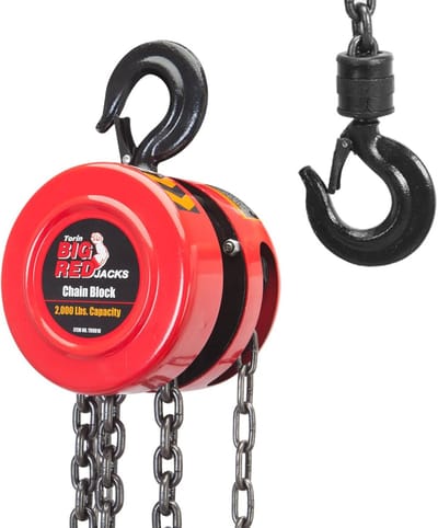 Handmatige Kettingtakel 1 Ton 2000 lbs Capaciteit 2,5 m met Dubbele Haken - Perfect voor Magazijn en Automobielmachines