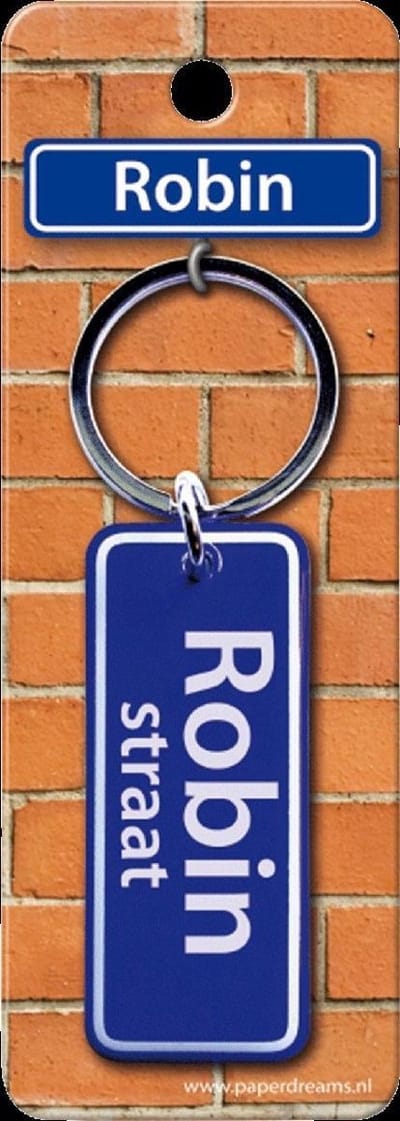 Paper Dreams Sleutelhanger Straatnaam Robin 9 Cm Staal Blauw