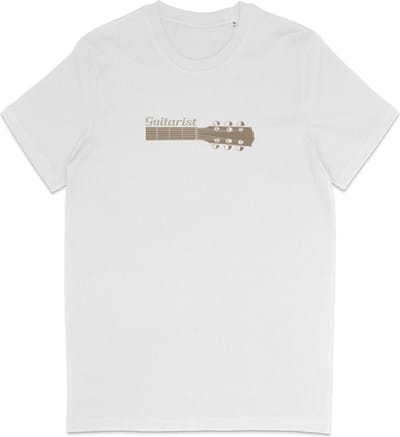 T Shirt Heren - Muziek - Gitarist - Korte Mouw - Wit - Maat S