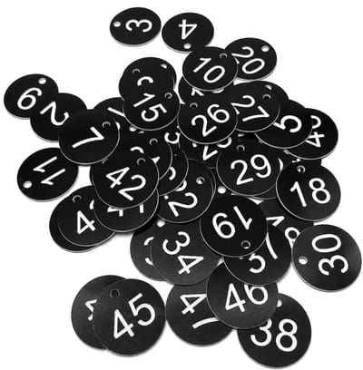 Purepeak Garderobe Nummer Set 50 Stuks - Lootjes - Nummers 1 tot 50 - Zwart