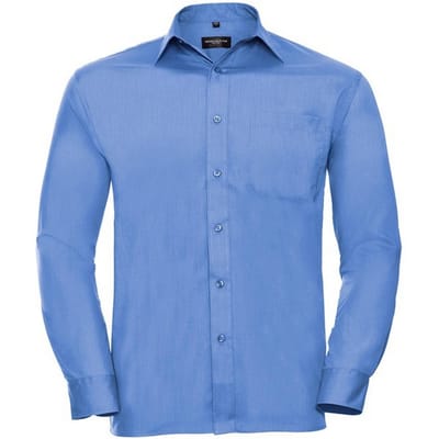 Russell Collection Heren Poplin Easy-Care overhemd met lange mouwen (Bedrijfsblauw)
