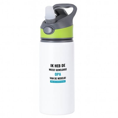Hacebo® - ik heb de meest geweldige opa van wereld (klopt, deze mok heb ik van hem) waterfles met rietje groen - de meest geweldigste opa - verjaardagscadeau - verjaardag - cadeau - cadeautje voor opa - opa artikelen - water fles - 650ML
