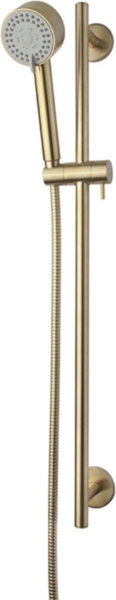 Wiesbaden UniMatch Cadans glijstangset compleet met handdouche 3 standen Ø 8 cm geborsteld messing