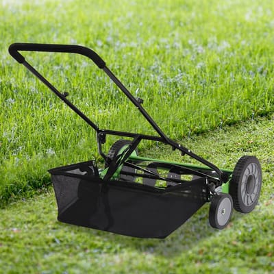 Handgrasmaaier - Rolmaaier Cilindermaaier - Gazon Onderhouden - Scherpe Mangaanstalen Messen - 25 cm Maaibreedte - Groen Zwart