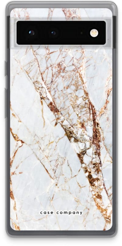 Case Company® - Hoesje geschikt voor Google Pixel 6 hoesje - Goud marmer - Soft Cover Telefoonhoesje - Bescherming aan alle Kanten en Schermrand
