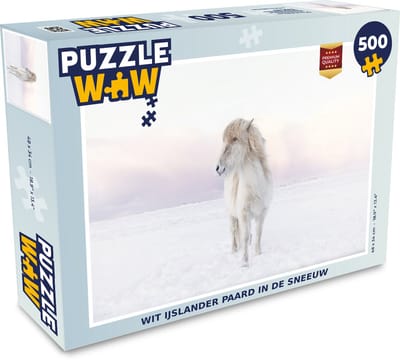 Puzzel Wit IJslander paard in de sneeuw - Legpuzzel - Puzzel 500 stukjes