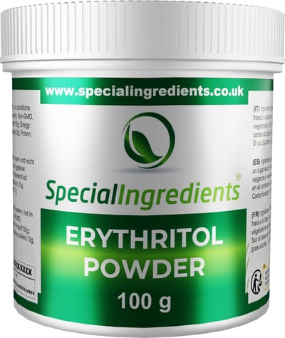 Erythritolpoeder - 100 g - Hoogwaardige, Ultrafijne Zoetstof - Moderne Gastronomie - Moleculair Koken - Hersluitbare Pot - Recycled Plastic