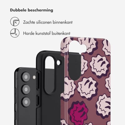 Selencia Hoesje - Geschikt voor Samsung Galaxy S23 - Backcover - Wavy Smiley Pink