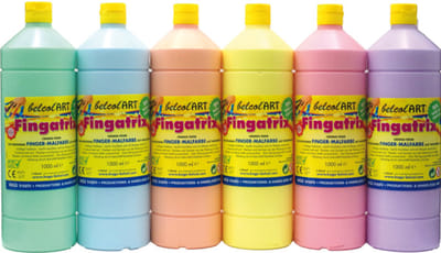 Eduplay vingerverf pastel set 6 x 1000ml 6 kleuren kinderverf.