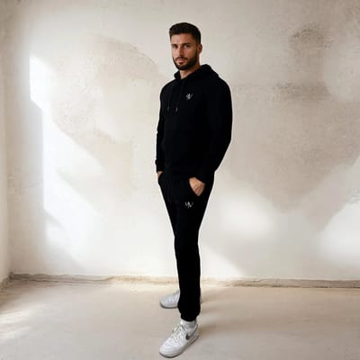 YV SPORT - YV MOTION Jogger for him and her - Premium kwaliteit - Comfortabel en stijlvol - French terry stof - Steekzakken en geborduurd logo - Strakke afwerking aan de enkels - Elastische tailleband met strikkoord - Activewear jogger - Zwart - S