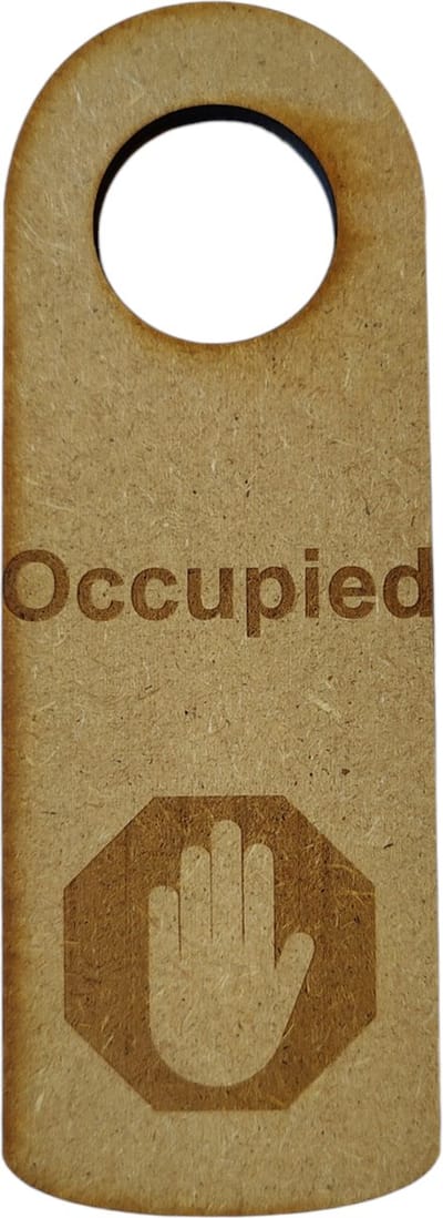 Djemzy - deur bordje - deurhanger - free - occupied - dubbelzijdig - laser gegrafeerd hout - 6 mm mdf