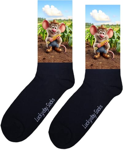 Muis - Opkikker - Grappige sokken - Valentijns cadeau - Verjaardag cadeau - Sint cadeau - Leuke sokken - Aparte sokken - Vrolijke sokken - Boer - Maisveld - Grappige cadeau - Kerstsokken - Vaderdag - Moederdag - Boer - Socks maken Happy - 37-44