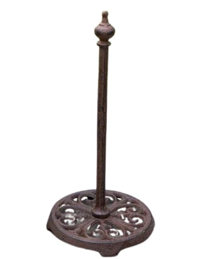 Landelijke keukenrolhouder gietijzer bruin 16cmx34cm - Tafelkeukenrolhouder houder bruin - Toiletrolhouder klein