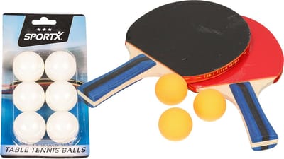 Tafeltennis setje - 2x bats en 9x ballen - hout/kunststof - 26 x 15 cm - pingpong
