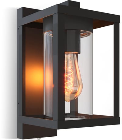 Calex Wandlamp Naples Inclusief lichtbron - E27 - Weerbestendige Buitenlamp - Dag/Nacht sensor - Eenvoudig te Monteren - Stijlvol Design - Zwart- Complete wandlamp
