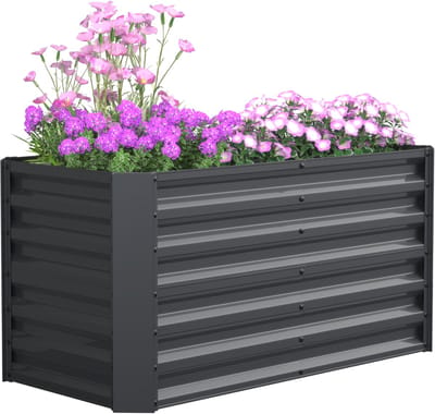 VCM Metall Hochbeet 120x60x57 cm – Rechteckiger Pflanzkasten für Garten & Terrasse – Großes Gartenbeet aus Metall, Pflanzenbeet ohne Boden, Galdo L