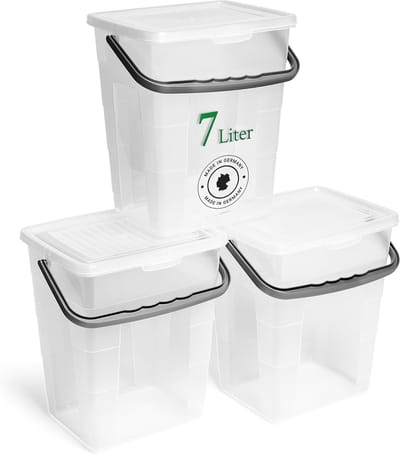 Novaliv 3x Wasmiddeldoos met deksel 7 liter I Transparant I 23,5 x 18 x 26,5 cm I Doos Waspoeder Opbergdoos met handvat Wasmiddel Opbergdoos Wasmiddel Wasmiddelcontainer Waspoedercontainer