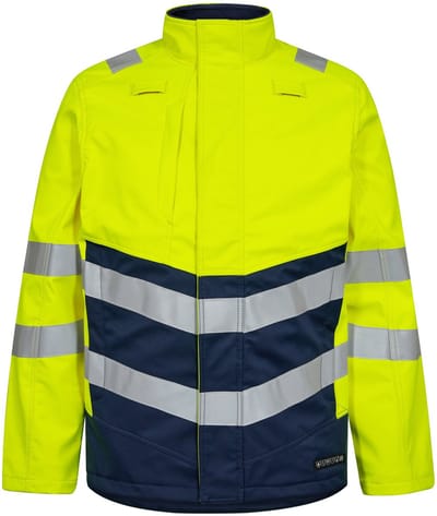 Engel Safety+ softshelljack 1324-185 - Hi-vis Yellow / Blue Ink - XS