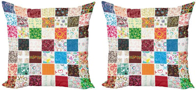 ABAKUHAUS Decoratieve kussenhoes – 2-pack – Patchwork – Groen Aqua – 45 x 45 cm