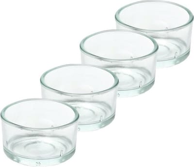Trend Candles theelichthouder - 4x - glas - transparant - 4x3 cm - waxinelicht
