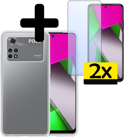 Hoesje - Met 2x Screenprotector - Geschikt voor Xiaomi Poco X4 Pro 5G - Sterk & Shockproof - Back Cover - Siliconen Case - Telefoon Hoes - Telefoonhoesjes - Transparant