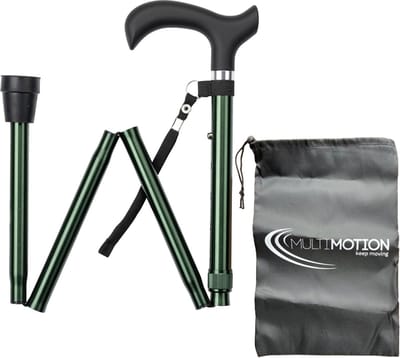 Wandelstok opvouwbaar Groen met ergonomisch comfort handvat en polsbandje - Inclusief opbergtasje - Loopstok - Verstelbaar 82 - 94 cm - Lichtgewicht