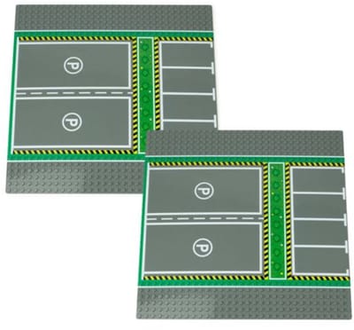 Uniblocks City wegenplaat Parkeerplaats 2 stuks - 25,5 x 25,5 cm | combineer met Lego wegplaten | grondplaten 32x32 noppen | afmeting25, 5 m x 25,5cm |wegen | auto's | Geschikt voor LEGO | wegplaat