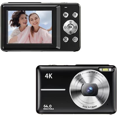 Appareil photo numérique 4K/30FPS Caméra vidéo numérique 64MP Écran 2,88 pouces Zoom numérique 18X intégré noir