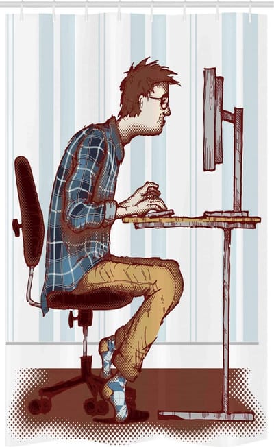 ABAKUHAUS Geek douchegordijn – badkamerdecor – veelkleurig 120x180 cm