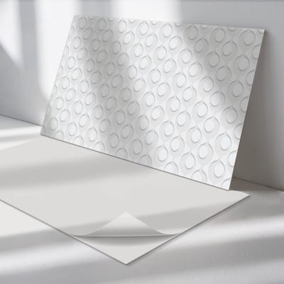 Wallfluent Vinyl Tegels - Abstract Patroon met Cirkels Zelfklevende PVC Tegels - 40 cm x 20 cm - Wit Vinyl Tegels - 10 stuks - Rechthoek PVC Tegels - Patroon Plaktegels - Vinyl Vloer Tegels - Plaktegels Keuken en Badkamer