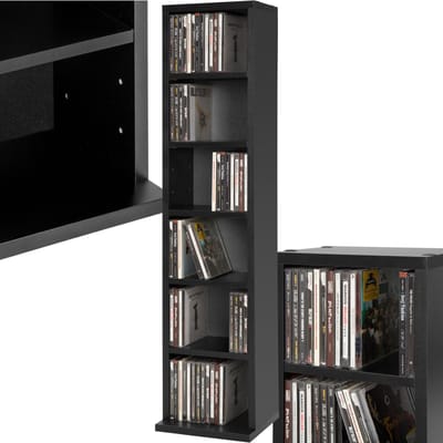 tectake® CD-Rek - Opbergruimte voor Maximaal 102 CD's - DVD-Rek en Houten Wandplank - Open Plank voor CD- en DVD-Opslag - Perfect voor Woonkamer of Kantoor- 90 x 21 x 20 cm - Zwart