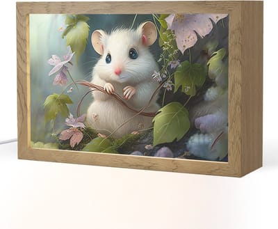 Nachtlampje 30x20 cm - Kinder lampje - Muis - Bos - Bloemen - Illustratie - Bosdieren - Tafellamp kinderkamer - Slaapkamer lamp - Bedlamp kinderen - Kinderlampje stopcontact - Wandlamp babykamer - Nachtlampjes