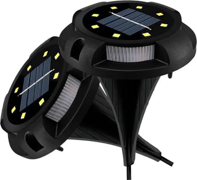 Solar outdoor - Grondspot - Hoogwaardige kwaliteit - zonne-energie - 8 LEDs - bovenlicht warm wit - zijlicht blauw.