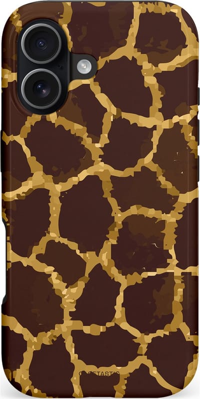 Casetastic hoesje geschikt voor Apple iPhone 17 - MagSafe - Dubbellaagse bescherming - Afrikaanse Giraffenprint - Fashion Case - Zwart Bruin Goud Olijfgroen