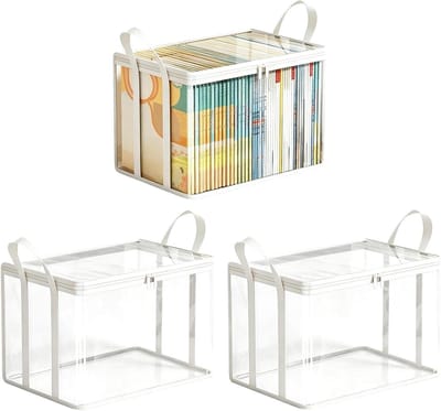 Boek Opbergtas - Verhuiszak - Spullen Organiseren - Transparant Ontwerp - 38x32x24cm - Wit