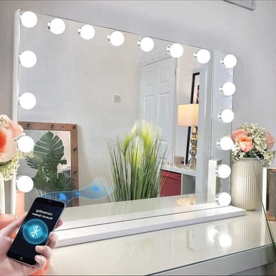 Thuys – Hollywood Make Up Spiegel met Verlichting – Visagie – 80 x 60 cm – Zonder Rand – 18 Led Lampen – Wit