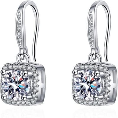 Boucles d'oreilles pendantes pour femmes en argent 925 de luxe avec un carat de moissanite et un zircon micro-incrusté, une paire de boucles d'oreilles, bijoux de festival gray