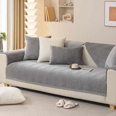 Pluche Visgraat Patroon Bankhoezen Kindermat Bankhoes Antislip Bankbeschermer Slipcover Afneembare Bankmat voor Woonkamer 70x70cm 1pcs