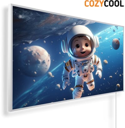 Infraroodpaneel met afbeelding | Astronaut in de ruimte | 1200 Watt | Witte lijst | Infrarood verwarmingspaneel | Infrarood paneel | Infrarood verwarming