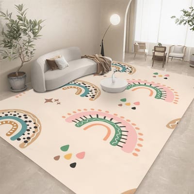 Tapis de sol à imprimé RANIBOW Antidérapant Lavable en machine Tapis en flanelle pour la maison le salon le tapis de jeu pour enfants la chambre à coucher 80*120cm