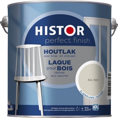 Histor Perfect Finish Houtlak Zijdeglans - Krasvast & Slijtvast - Dekkend - 2.5L - RAL 9001 - Wit