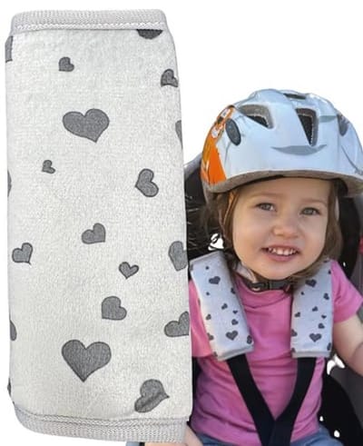 Gordelkussens 2x met Harten – Zachte Beschermers voor Autogordel & Kinderwagen, Schouderpads voor Baby's, Leuk Cadeau voor Pasgeborenen