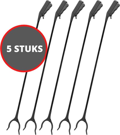 Grijparm - 5 STUKS - Grijper voor afval & zwerfvuil - Afvalgrijper Grijptang - Grijphulp - Grijpstok - Grijptang - Grijpers voor ouderen en invaliden - Zwart - 80 cm - 5 STUKS