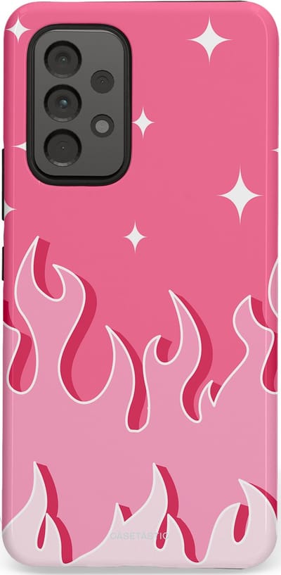 Casetastic Hoesje Geschikt voor Samsung A53 - Stijlvolle Beschermende Duo-layer Case - Roze Vlammen
